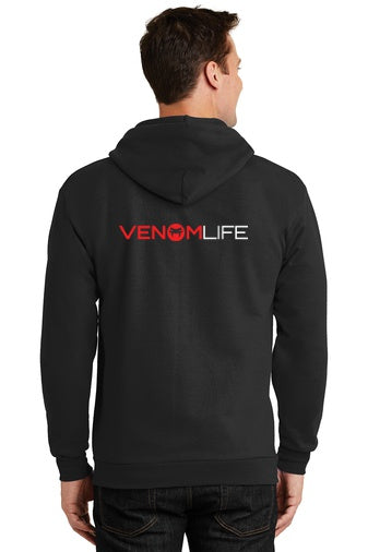 Black zip up hoodie 9-ounce, 50/50 cotton/polyester fleece lined mens/unisex hooded sweatshirt