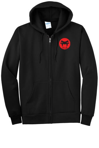Black zip up hoodie 9-ounce, 50/50 cotton/polyester fleece lined mens/unisex hooded sweatshirt