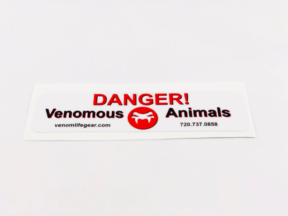 Venomous stickers, venomous decals, safety signs, warning signs, dangerous animals, decals for buckets, tubs, cages, and more